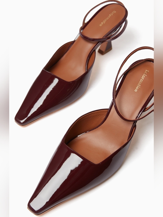 Reformation Shoes - Reformation Natasha 75 Ankle-strap Mid Heel Pumps in Patent Burgundy Size 10